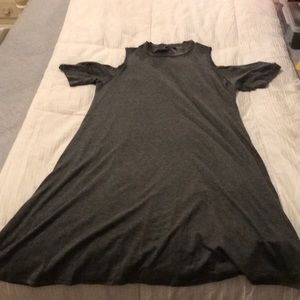 Gray cold shoulder dress